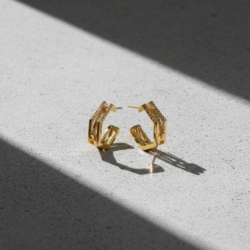 Geometric Hoop Earrings - Gold